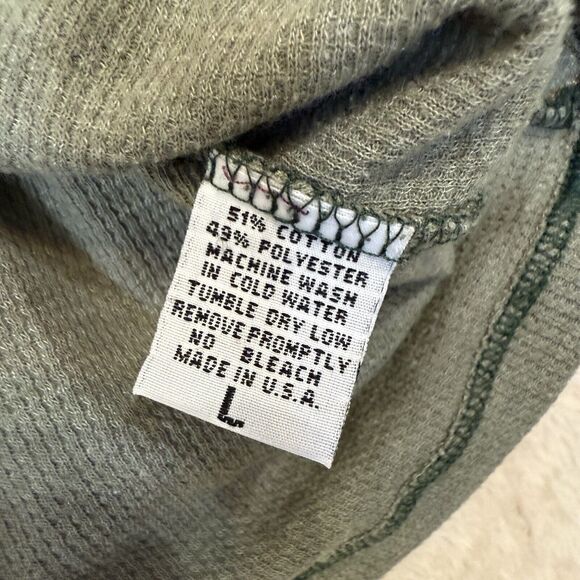 Jake’s Sage Green Rhinestones Long Sleeve L Thermal Shirt Y2K Grunge Made In USA - Picture 8 of 12